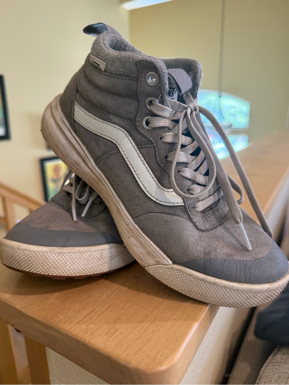 Vans Gray and White Mid-Top Athletic Sneakers